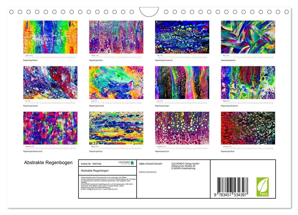 Bild: 9783457534397 | Abstrakte Regenbogen (Wandkalender 2026 DIN A4 quer), CALVENDO...