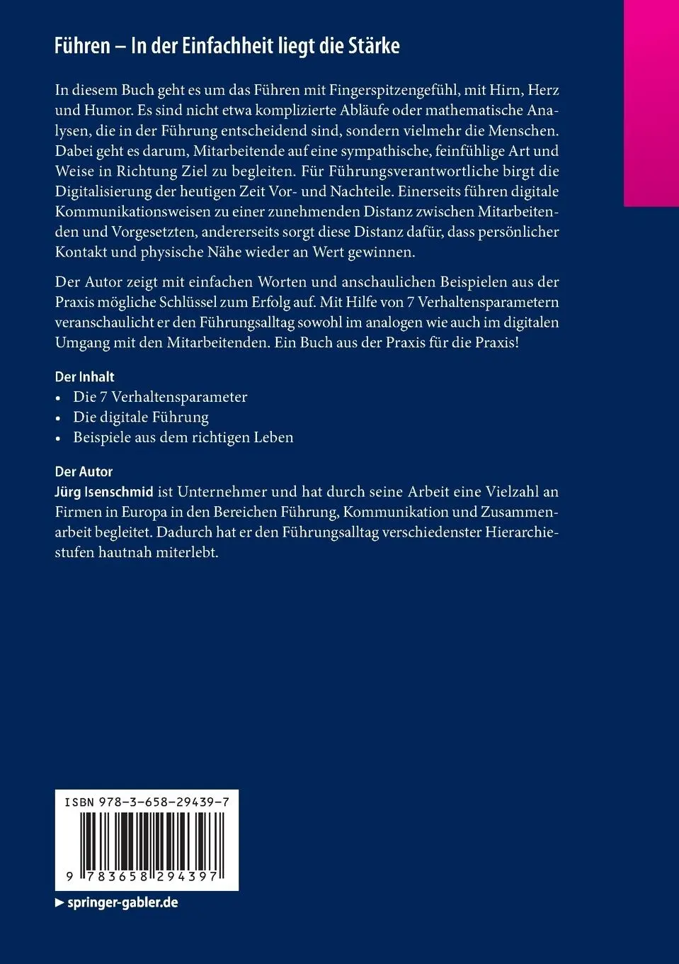 Rückseite: 9783658294397 | Führen - In der Einfachheit liegt die Stärke | Jürg Isenschmid | Buch