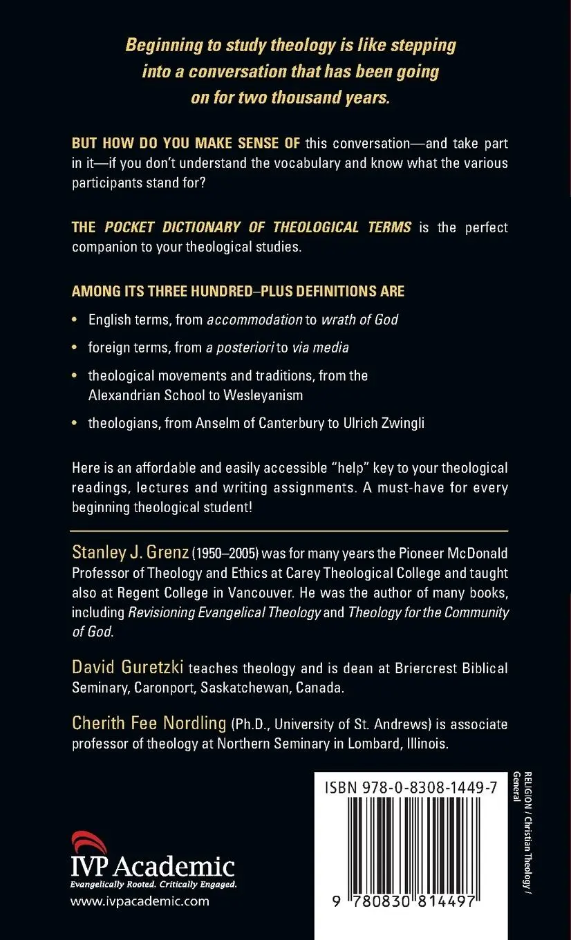 Rückseite: 9780830814497 | Pocket Dictionary of Theological Terms | Stanley J. Grenz (u. a.)