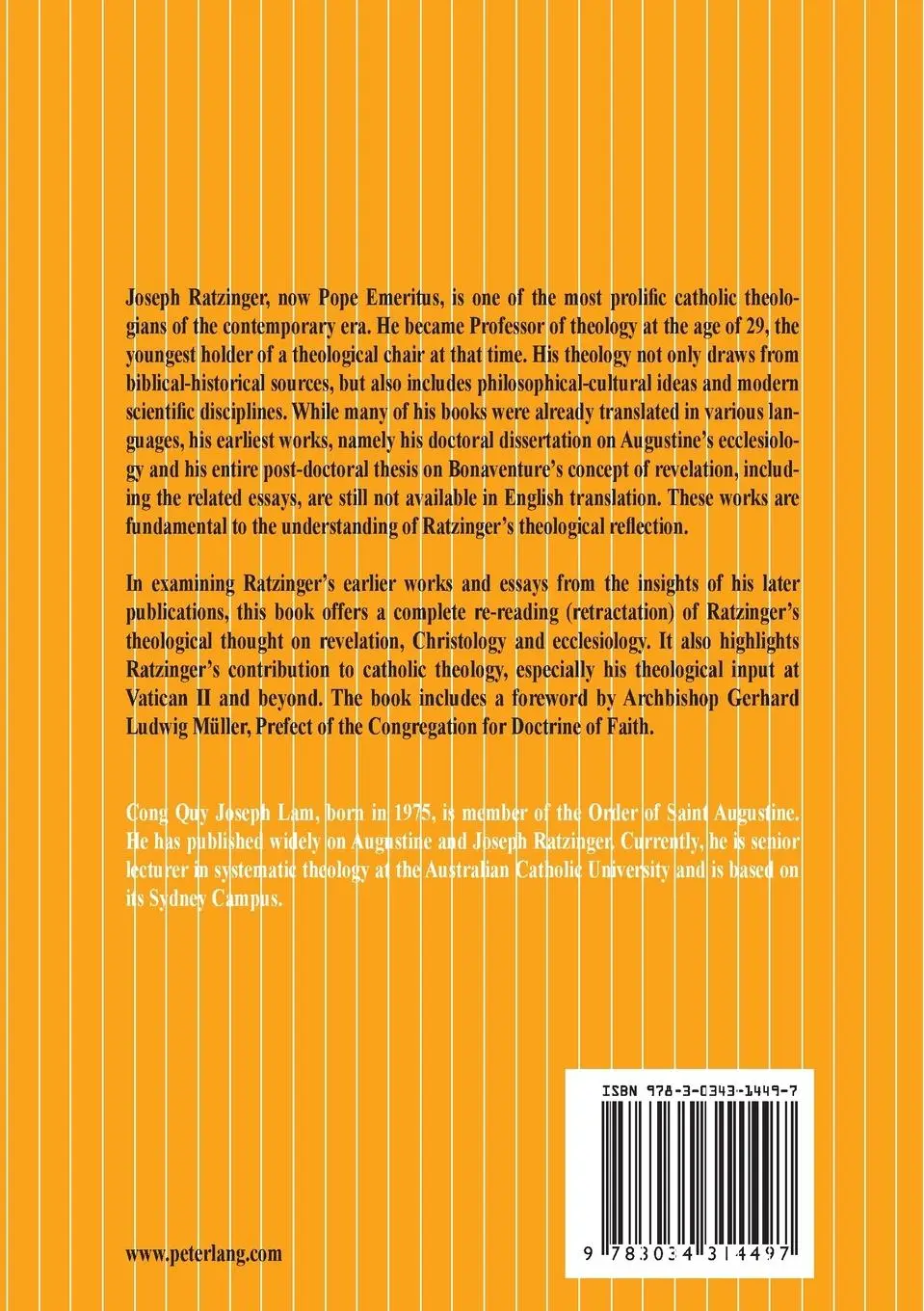 Rückseite: 9783034314497 | Joseph Ratzinger's Theological Retractations | Cong Quy Lam | Buch