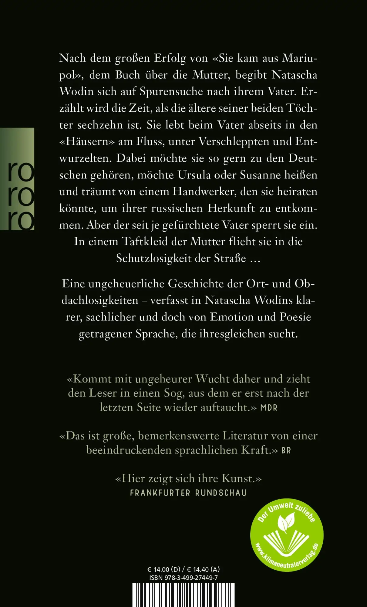 Rückseite: 9783499274497 | Irgendwo in diesem Dunkel | Natascha Wodin | Taschenbuch | 240 S.