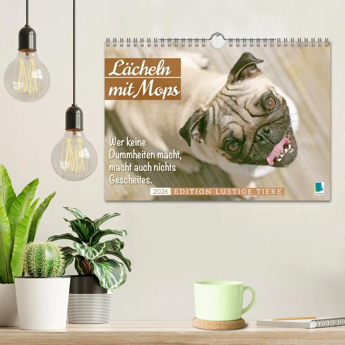 Bild: 9783516614497 | Lächeln mit Mops (Wandkalender 2026 DIN A4 quer), CALVENDO...