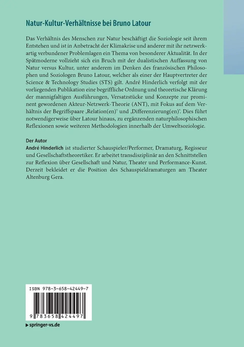 Rückseite: 9783658424497 | Natur-Kultur-Verhältnisse bei Bruno Latour | André Hinderlich | Buch