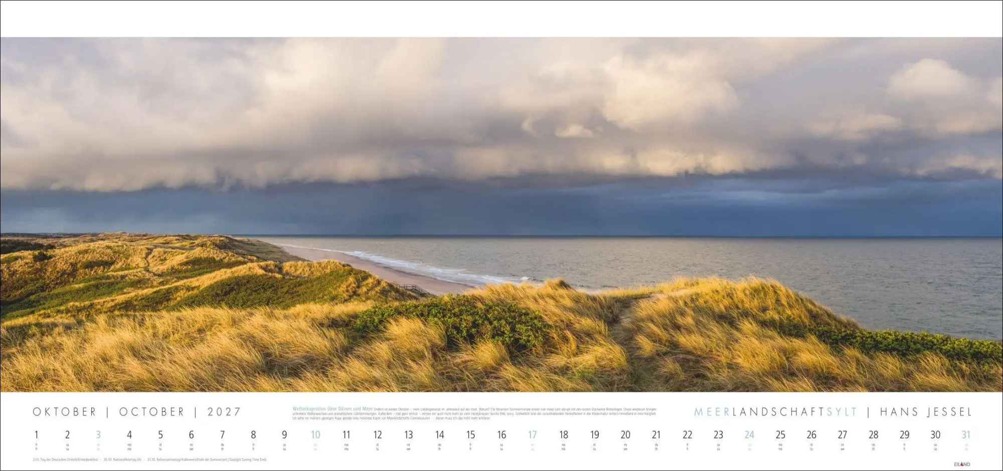 Bild: 9783964024497 | Meerlandschaft SYLT Kalender 2027 - Hans Jessel | Hans Jessel | 13 S.