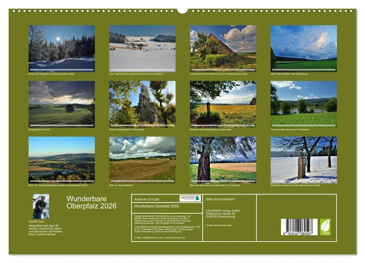Bild: 9783516084597 | Wunderbare Oberpfalz 2026 (hochwertiger Premium Wandkalender 2026...