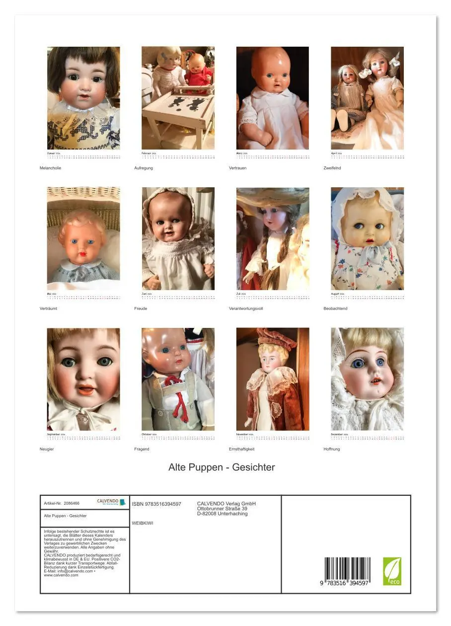 Bild: 9783516394597 | Alte Puppen - Gesichter (Wandkalender 2026 DIN A3 hoch), CALVENDO...