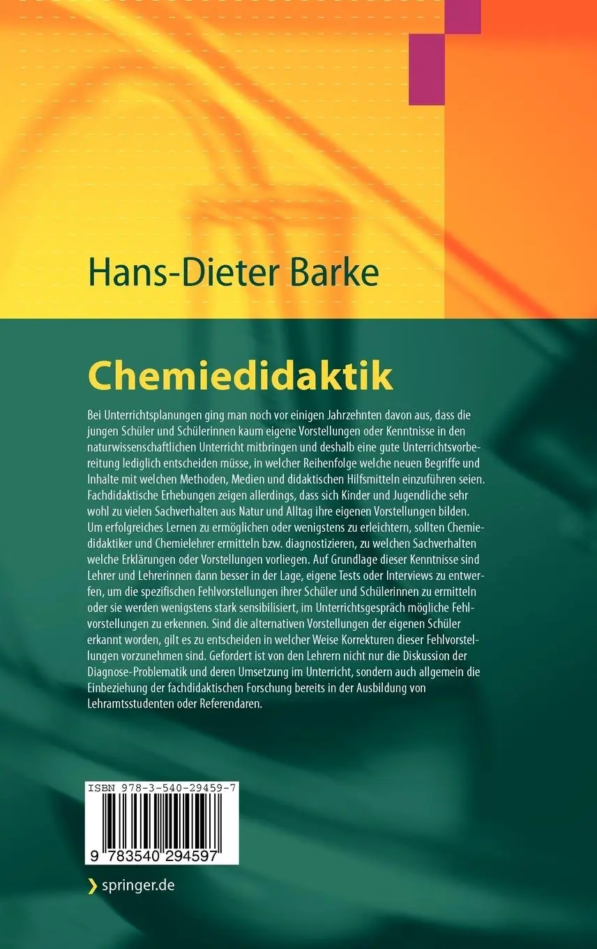 Rückseite: 9783540294597 | Chemiedidaktik | Diagnose und Korrektur von Schülervorstellungen | x