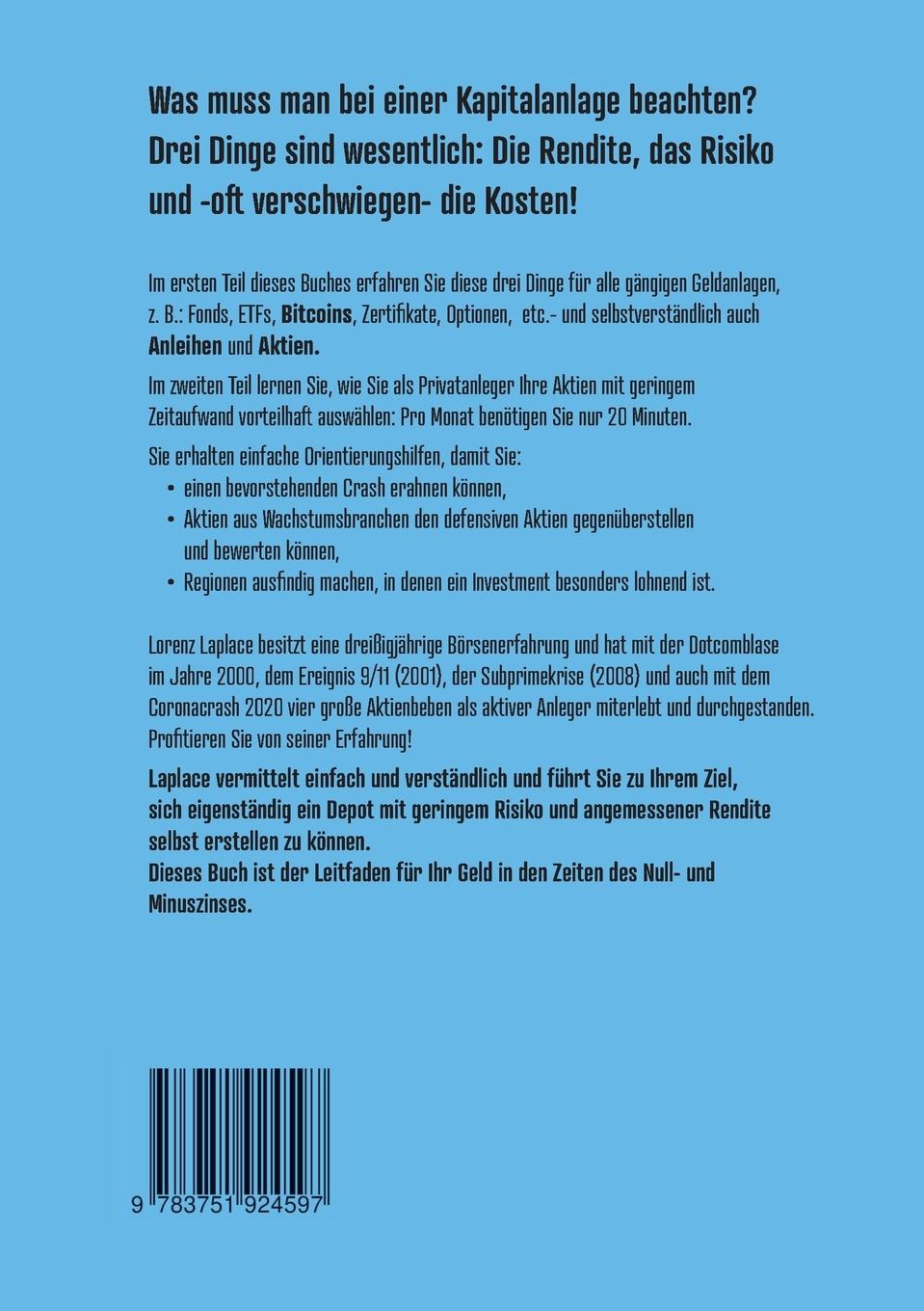 Rückseite: 9783751924597 | Aktien, Bitcoins und Rendite | Lorenz Laplace | Taschenbuch | 272 S.