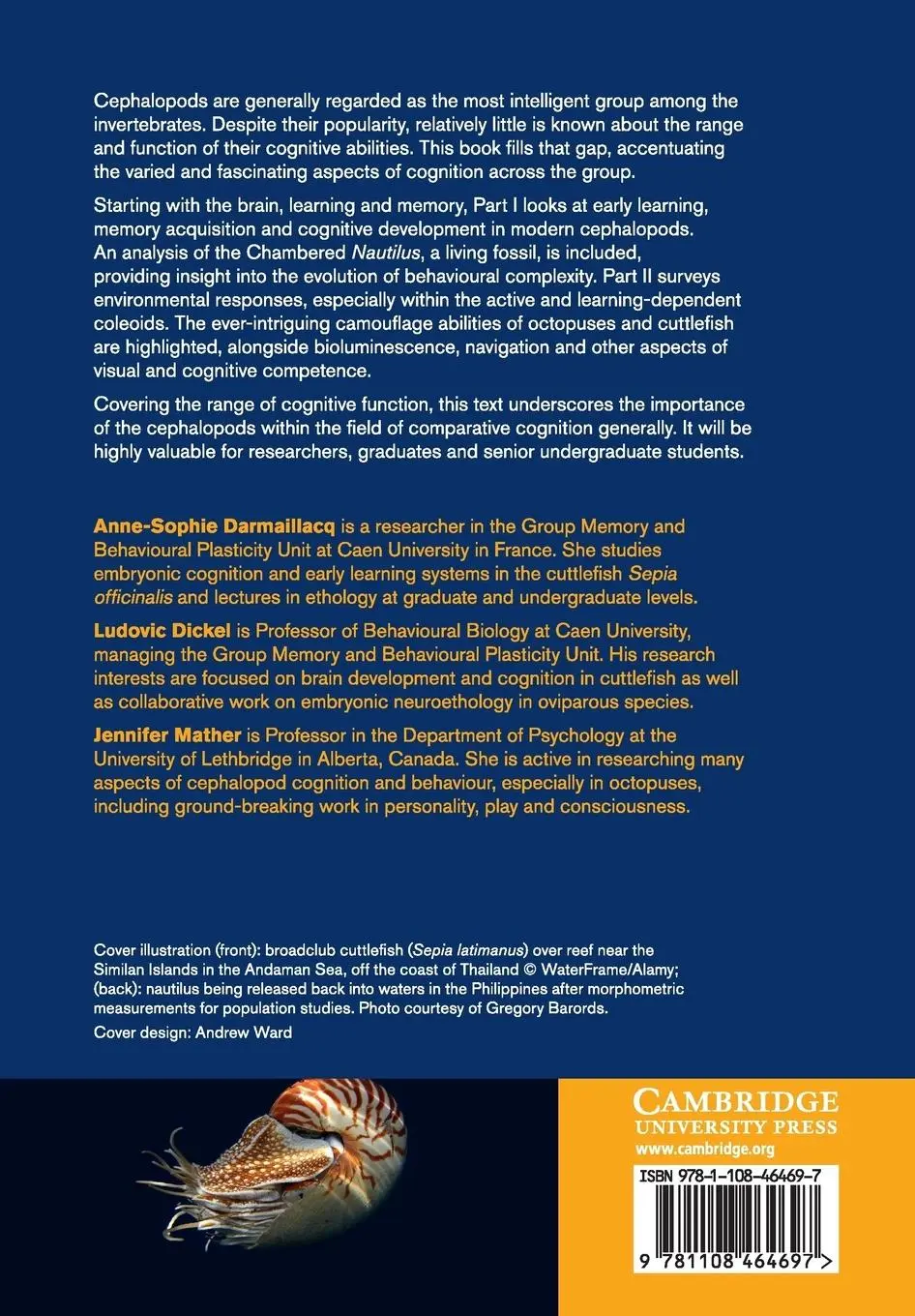 Rückseite: 9781108464697 | Cephalopod Cognition | Anne-Sophie Darmaillacq (u. a.) | Taschenbuch