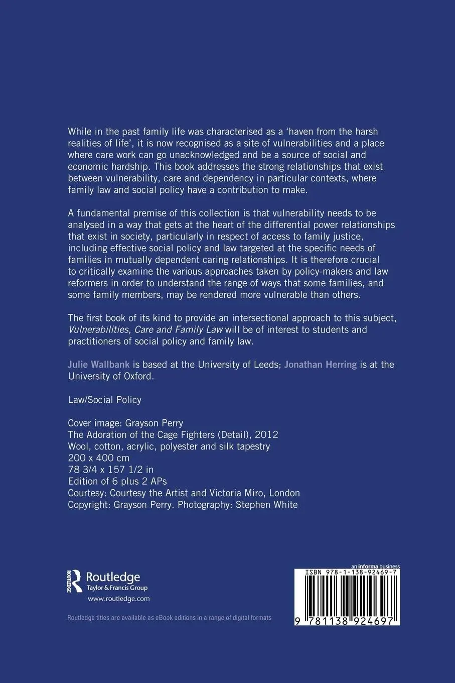 Rückseite: 9781138924697 | Vulnerabilities, Care and Family Law | Julie Wallbank (u. a.) | Buch