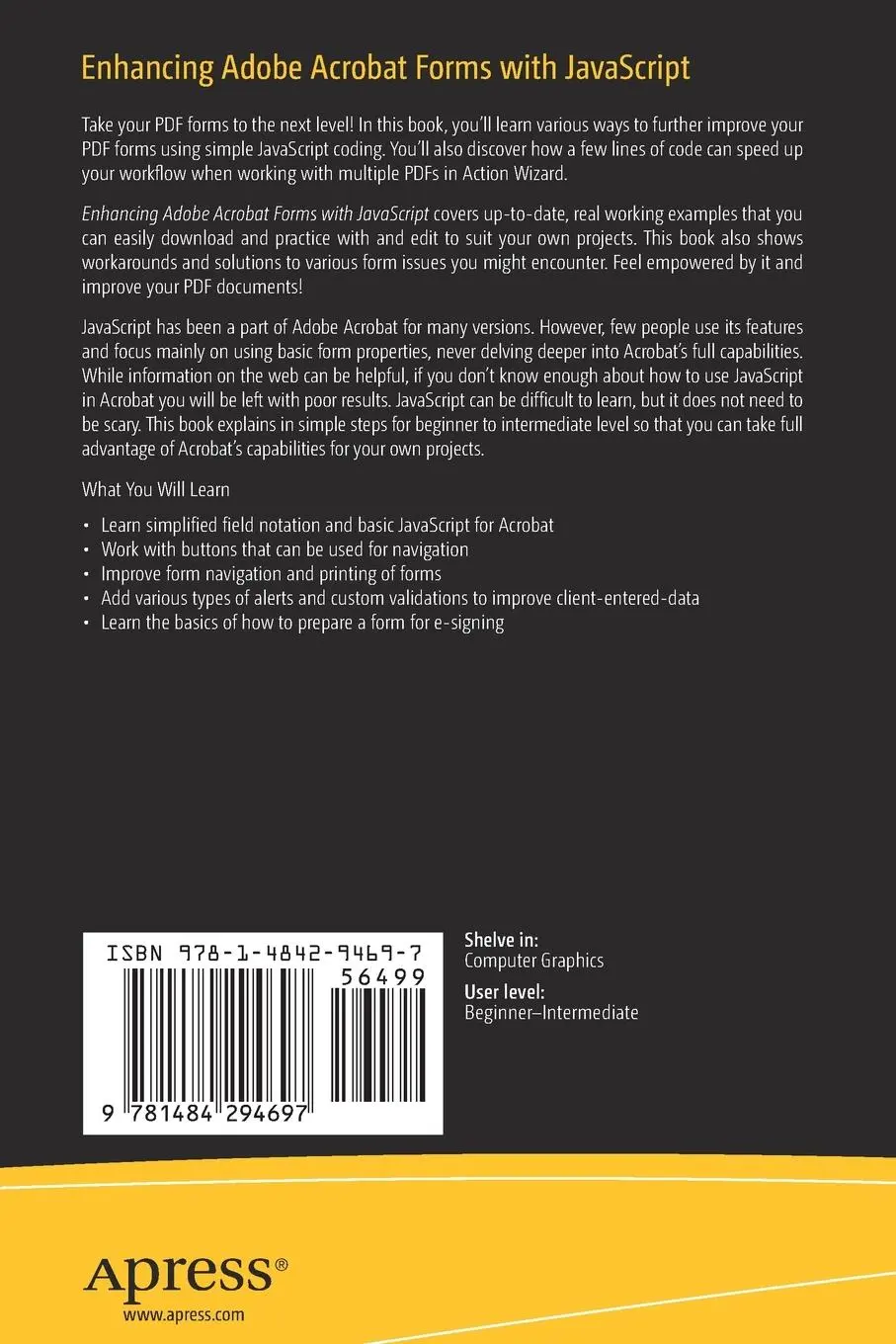 Rückseite: 9781484294697 | Enhancing Adobe Acrobat Forms with JavaScript | Jennifer Harder | Buch