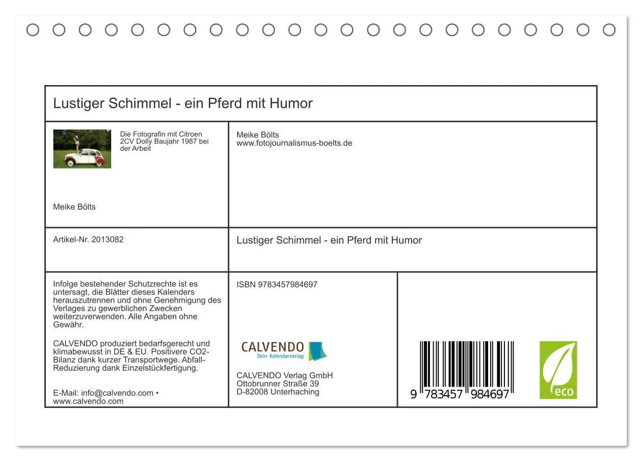 Bild: 9783457984697 | Lustiger Schimmel - ein Pferd mit Humor (Tischkalender 2026 DIN A5...