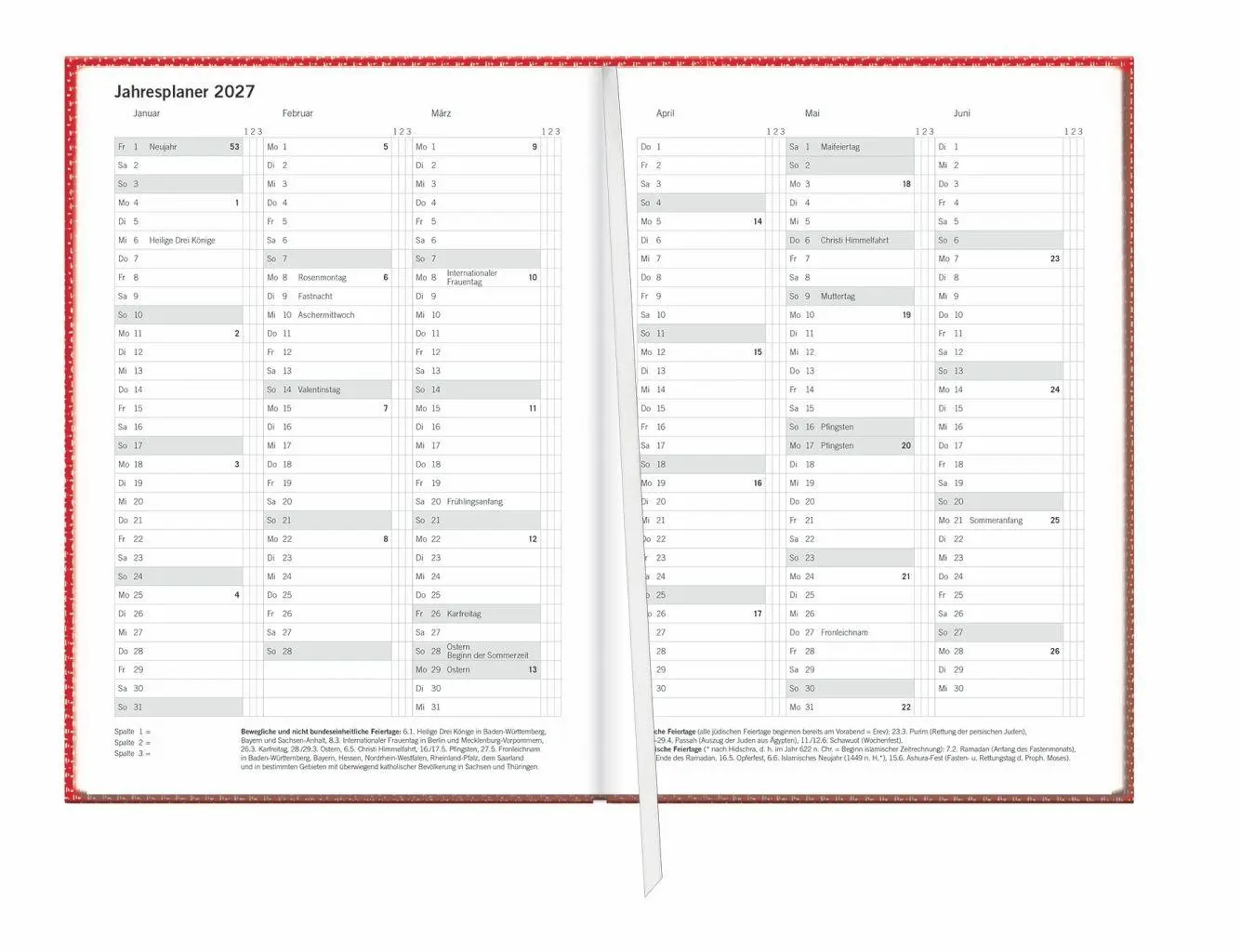 Bild: 9783756414697 | Terminer A5, Struktur rot 2027 | Heye | Buch | Bürokalender Heye