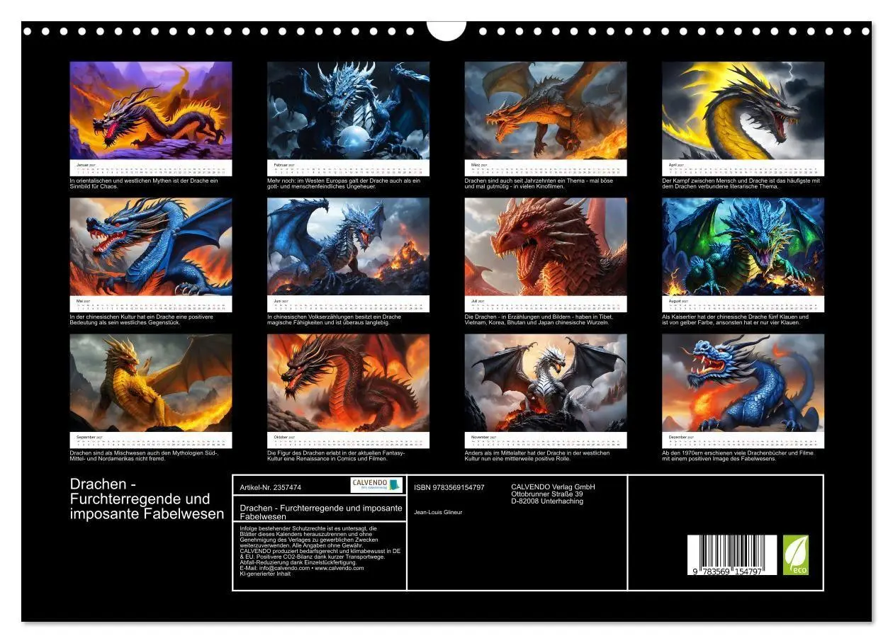 Bild: 9783569154797 | Drachen - Furchterregende und imposante Fabelwesen (Wandkalender...