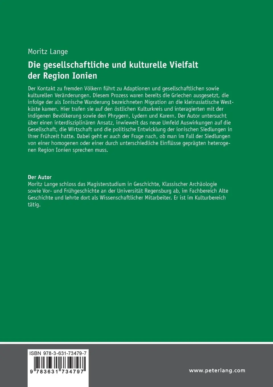 Rückseite: 9783631734797 | Die gesellschaftliche und kulturelle Vielfalt der Region Ionien | Buch