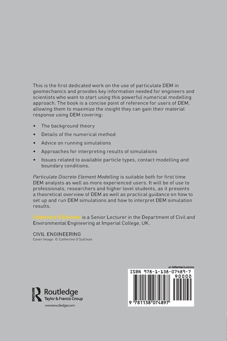 Rückseite: 9781138074897 | Particulate Discrete Element Modelling | A Geomechanics Perspective