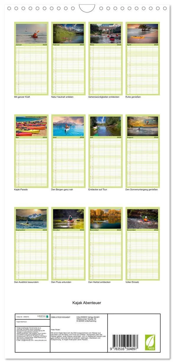 Bild: 9783516504897 | Familienplaner 2026 - Kajak Abenteuer mit 5 Spalten (Wandkalender,...