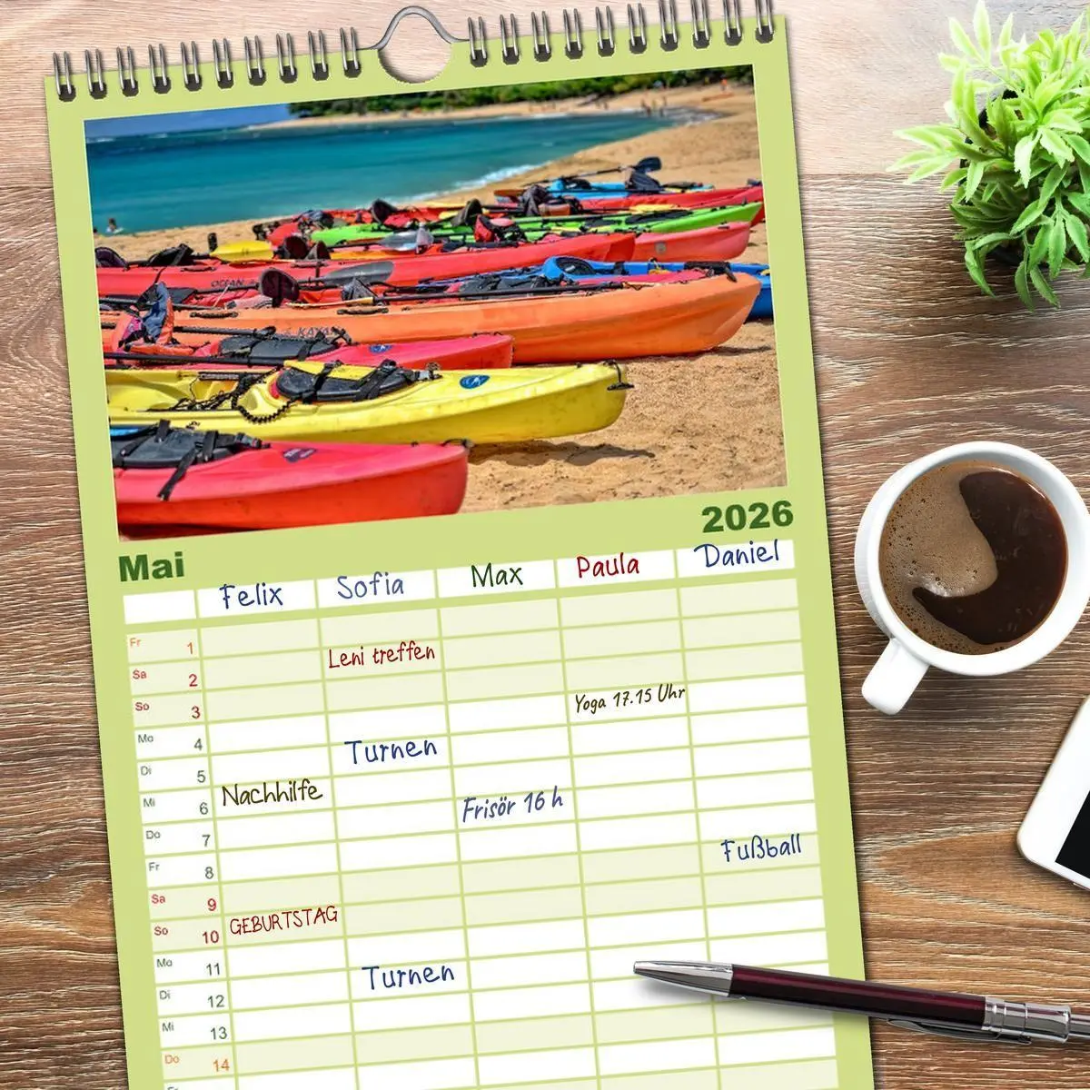 Bild: 9783516504897 | Familienplaner 2026 - Kajak Abenteuer mit 5 Spalten (Wandkalender,...