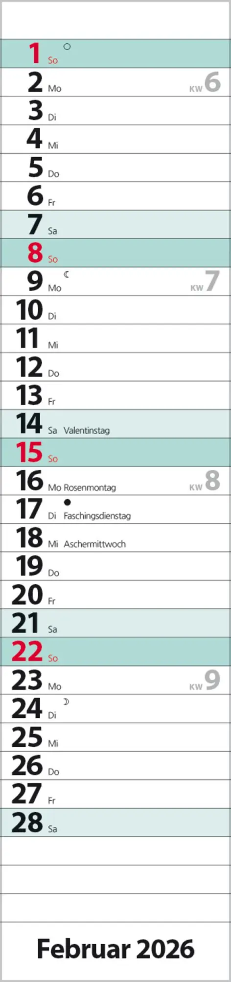 Bild: 9783731884897 | Streifenplaner Compact Türkis 2026 | Verlag Korsch | Kalender | 13 S.