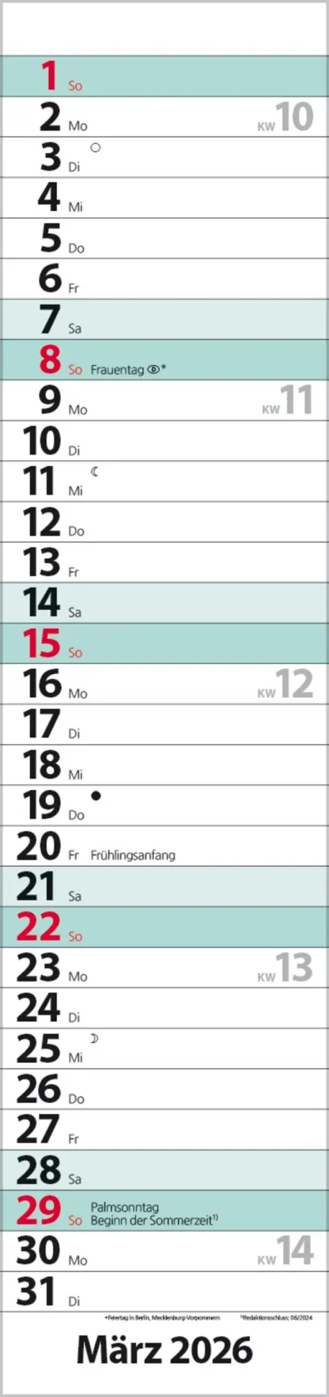 Bild: 9783731884897 | Streifenplaner Compact Türkis 2026 | Verlag Korsch | Kalender | 13 S.