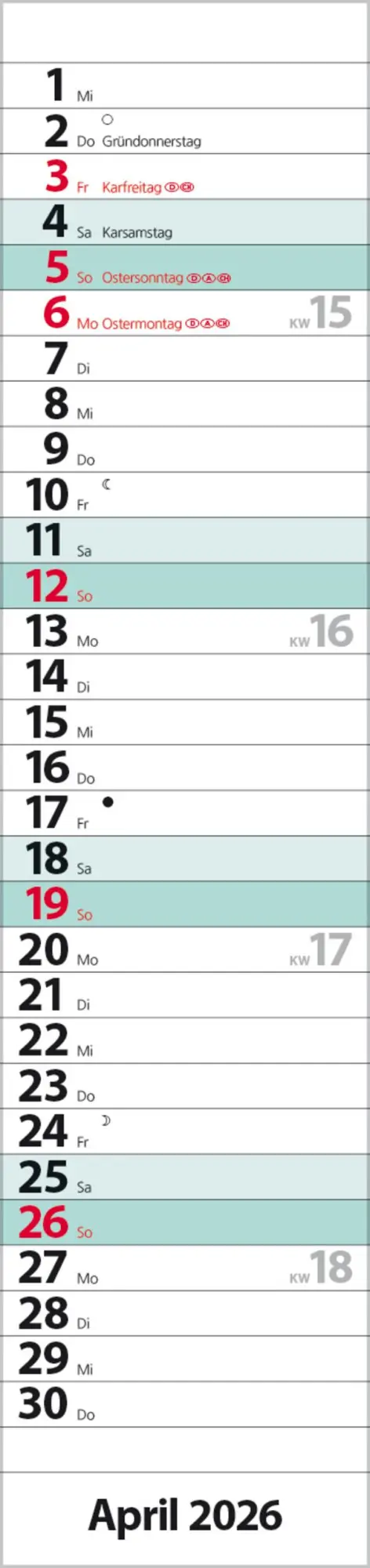 Bild: 9783731884897 | Streifenplaner Compact Türkis 2026 | Verlag Korsch | Kalender | 13 S.