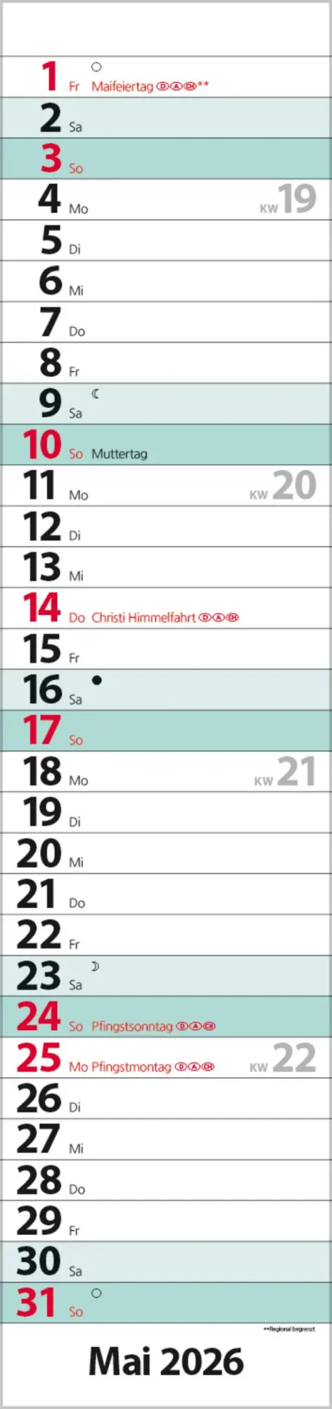 Bild: 9783731884897 | Streifenplaner Compact Türkis 2026 | Verlag Korsch | Kalender | 13 S.