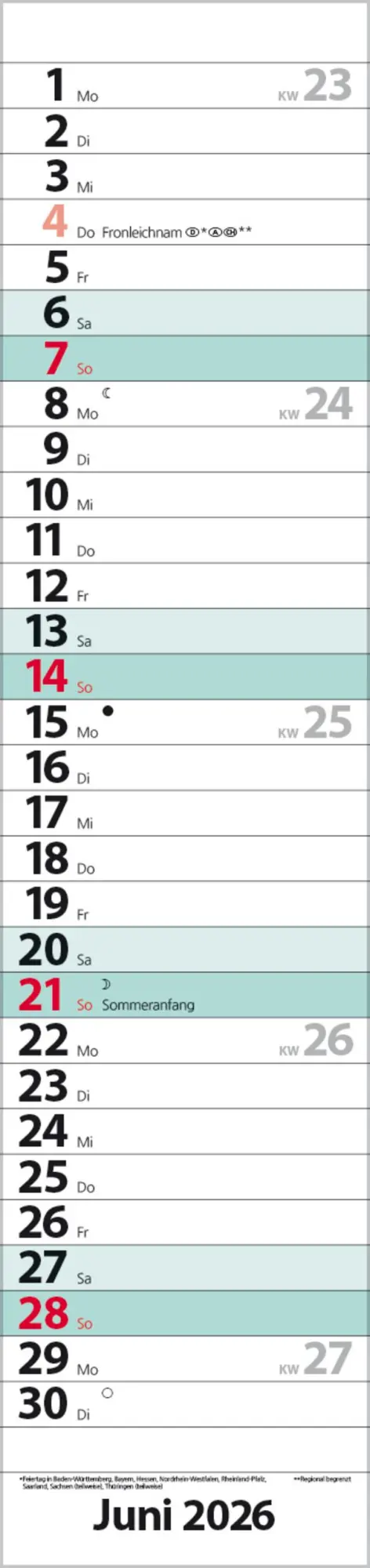 Bild: 9783731884897 | Streifenplaner Compact Türkis 2026 | Verlag Korsch | Kalender | 13 S.