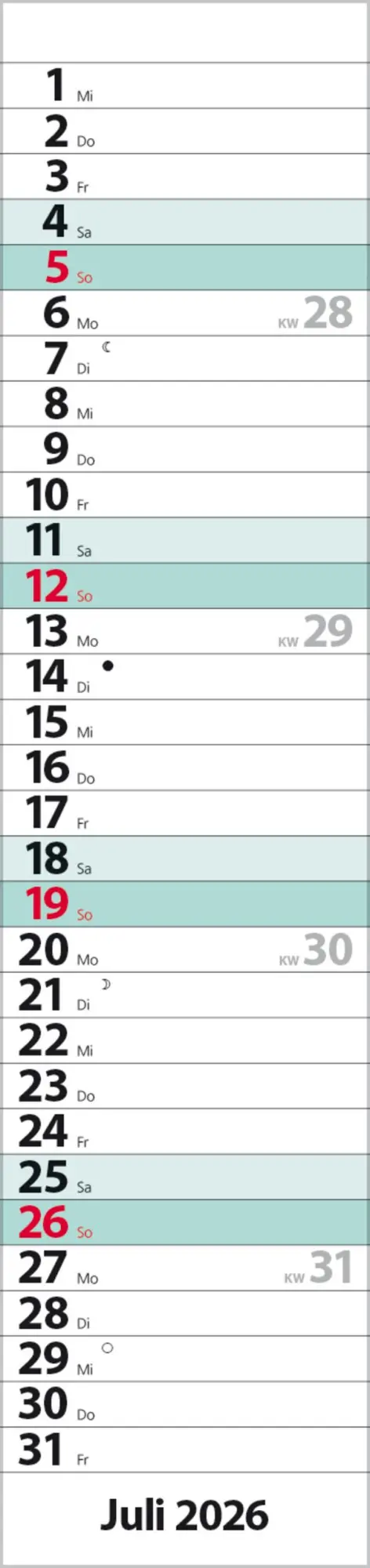 Bild: 9783731884897 | Streifenplaner Compact Türkis 2026 | Verlag Korsch | Kalender | 13 S.