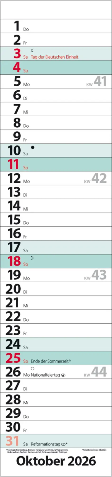 Bild: 9783731884897 | Streifenplaner Compact Türkis 2026 | Verlag Korsch | Kalender | 13 S.