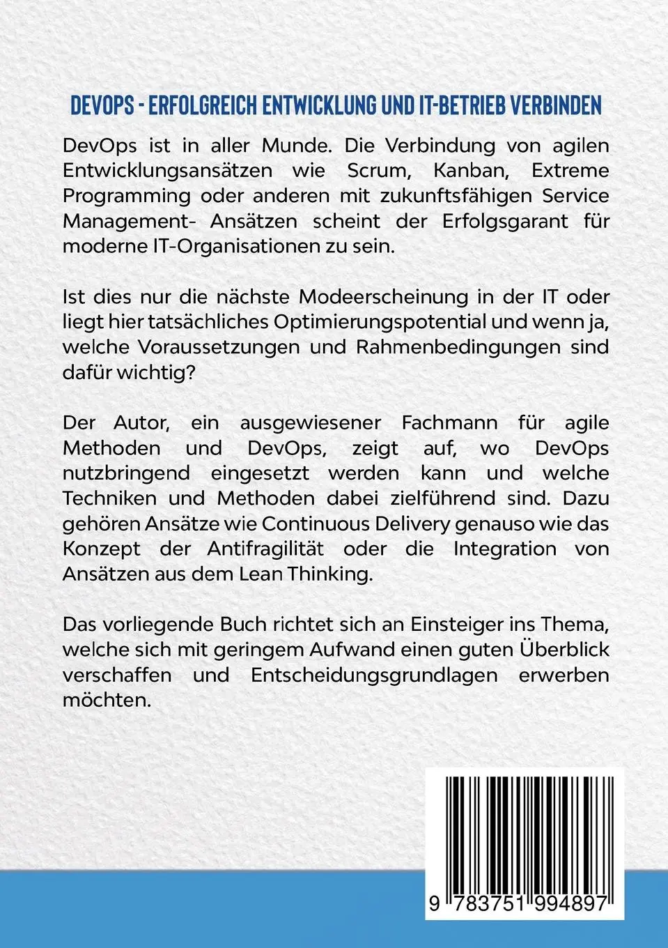 Rückseite: 9783751994897 | DevOps - Erfolgreich Entwicklung und IT-Betrieb verbinden | Meister