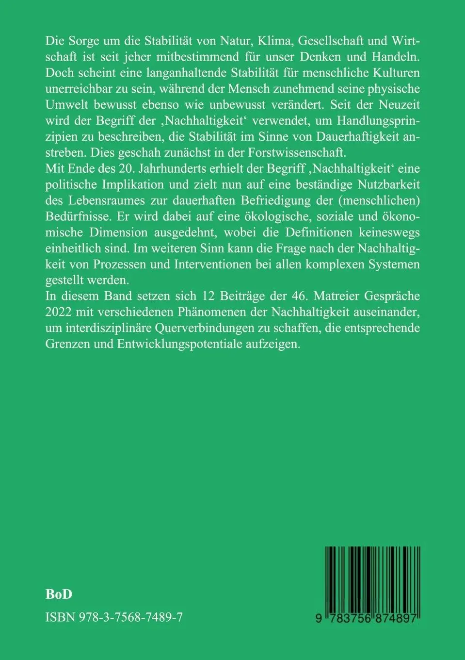 Rückseite: 9783756874897 | Nachhaltigkeit | das Fortbestehen komplexer Systeme | Ruso (u. a.)
