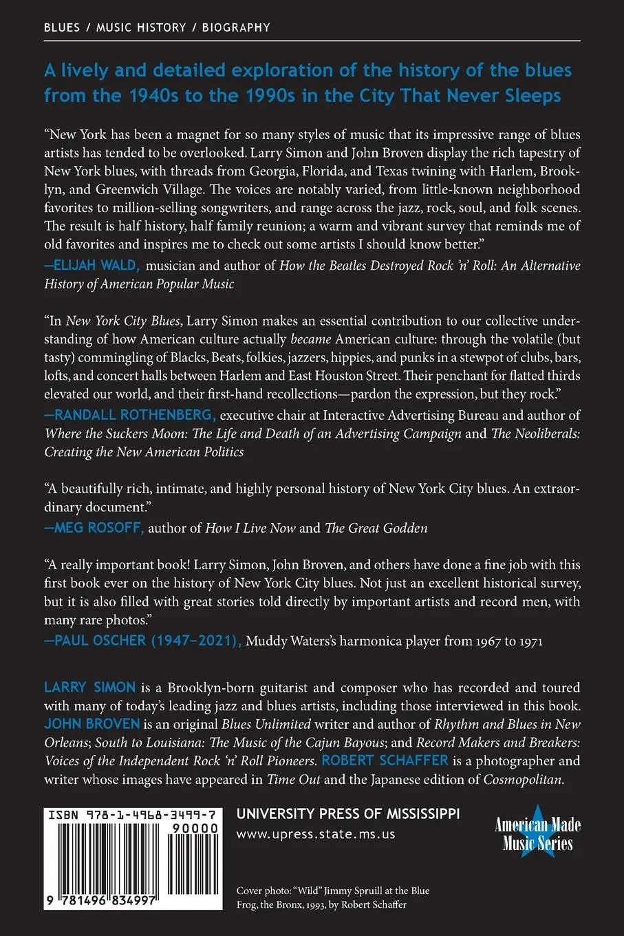 Rückseite: 9781496834997 | New York City Blues | Larry Simon | Taschenbuch | Englisch | 2021