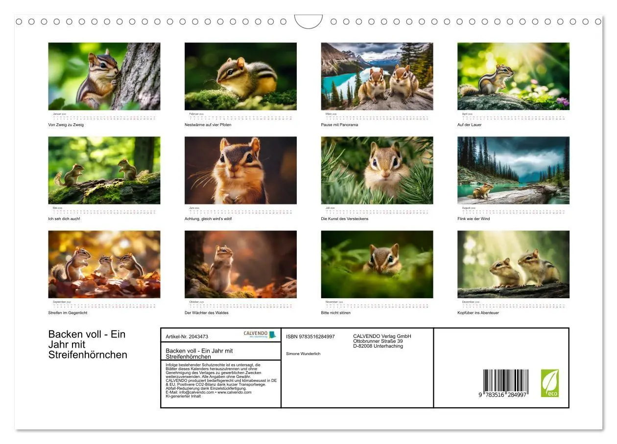 Bild: 9783516284997 | Backen voll - Ein Jahr mit Streifenhörnchen (Wandkalender 2026 DIN...