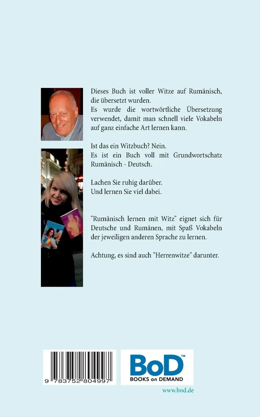 Rückseite: 9783752804997 | Rumänisch lernen mit Witz | Rumänische Witze, Wort für Wort übersetzt
