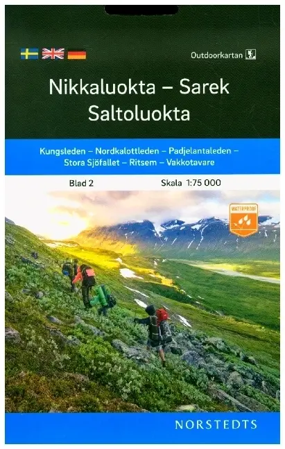 Cover: 9789113104997 | Nikkaluokta-Sarek-Saltoluokta 1:75 000 | Outdoorkartan North | Deutsch