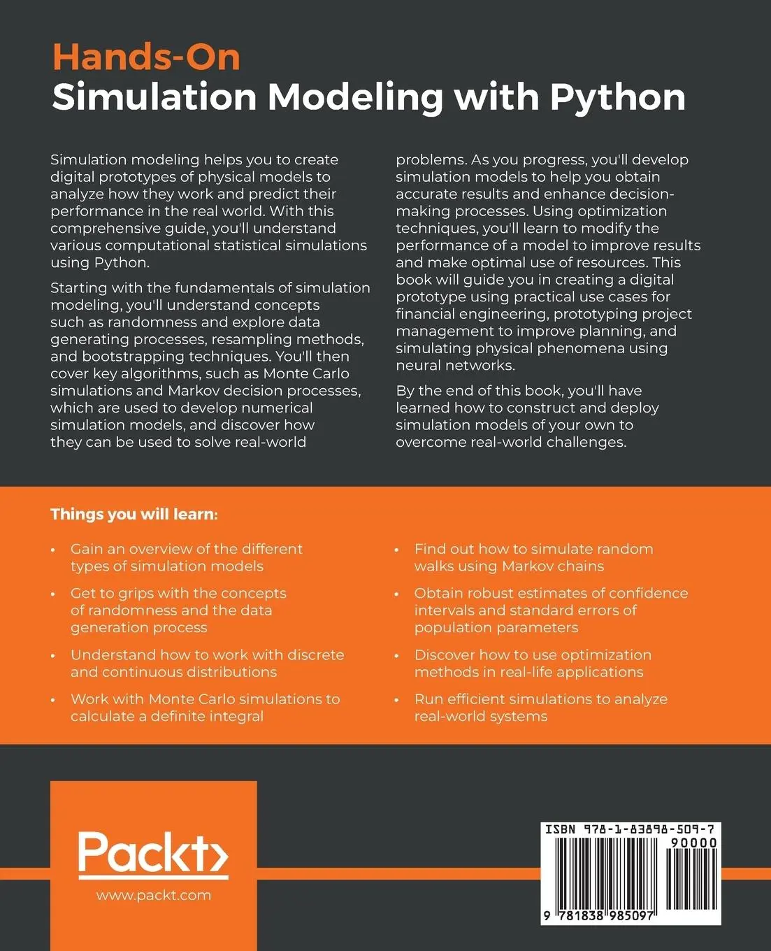 Rückseite: 9781838985097 | Hands-On Simulation Modeling with Python | Giuseppe Ciaburro | Buch