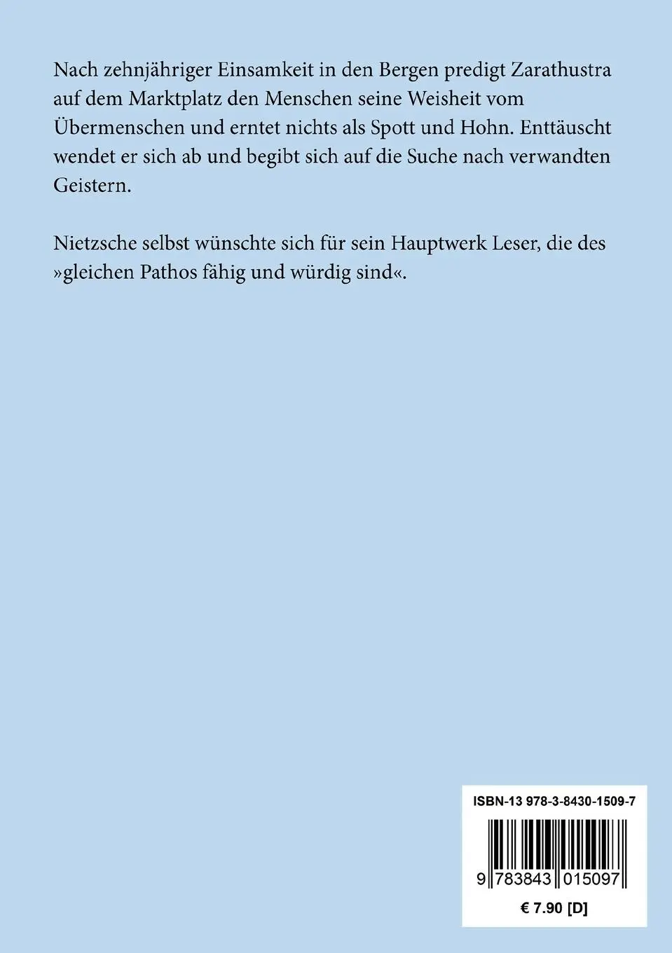 Rückseite: 9783843015097 | Also sprach Zarathustra | Ein Buch für Alle und Keinen | Nietzsche