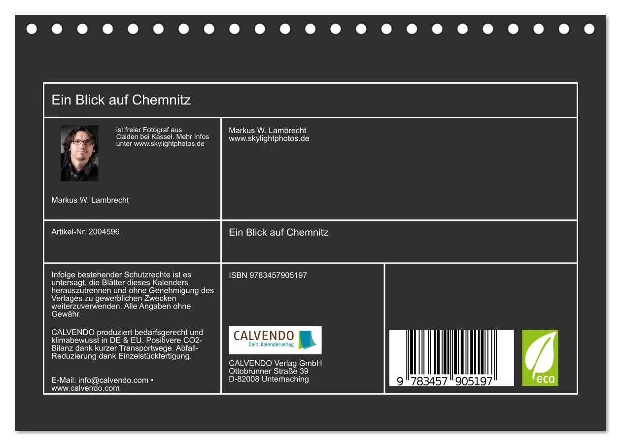 Bild: 9783457905197 | Ein Blick auf Chemnitz (Tischkalender 2026 DIN A5 quer), CALVENDO...