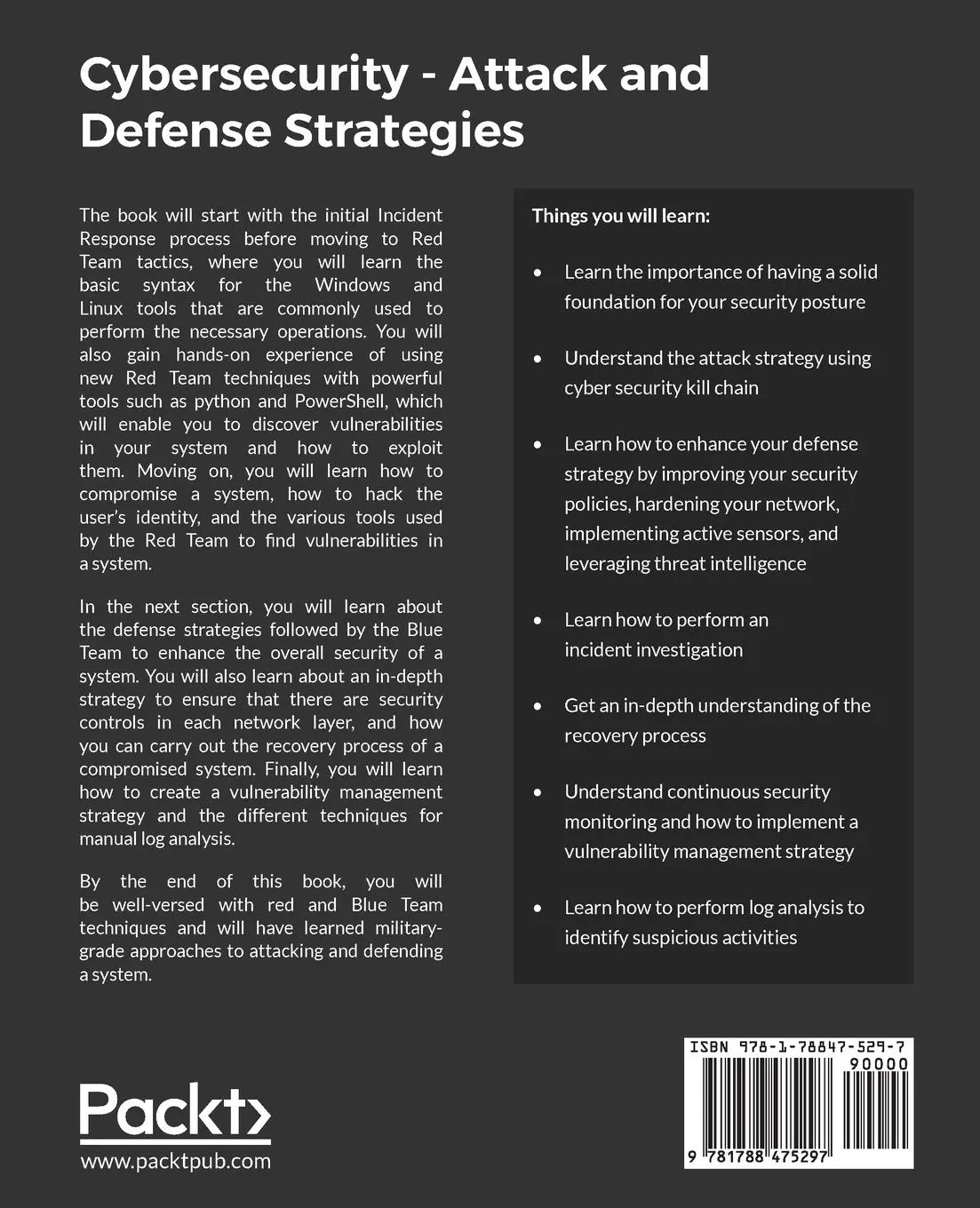 Rückseite: 9781788475297 | Cybersecurity - Attack and Defense Strategies | Yuri Diogenes (u. a.)