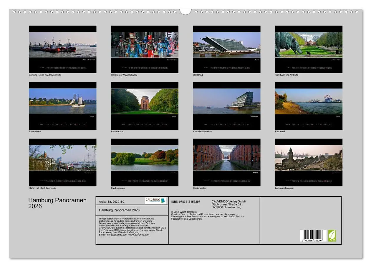 Bild: 9783516155297 | Hamburg Panoramen 2026 (Wandkalender 2026 DIN A2 quer), CALVENDO...