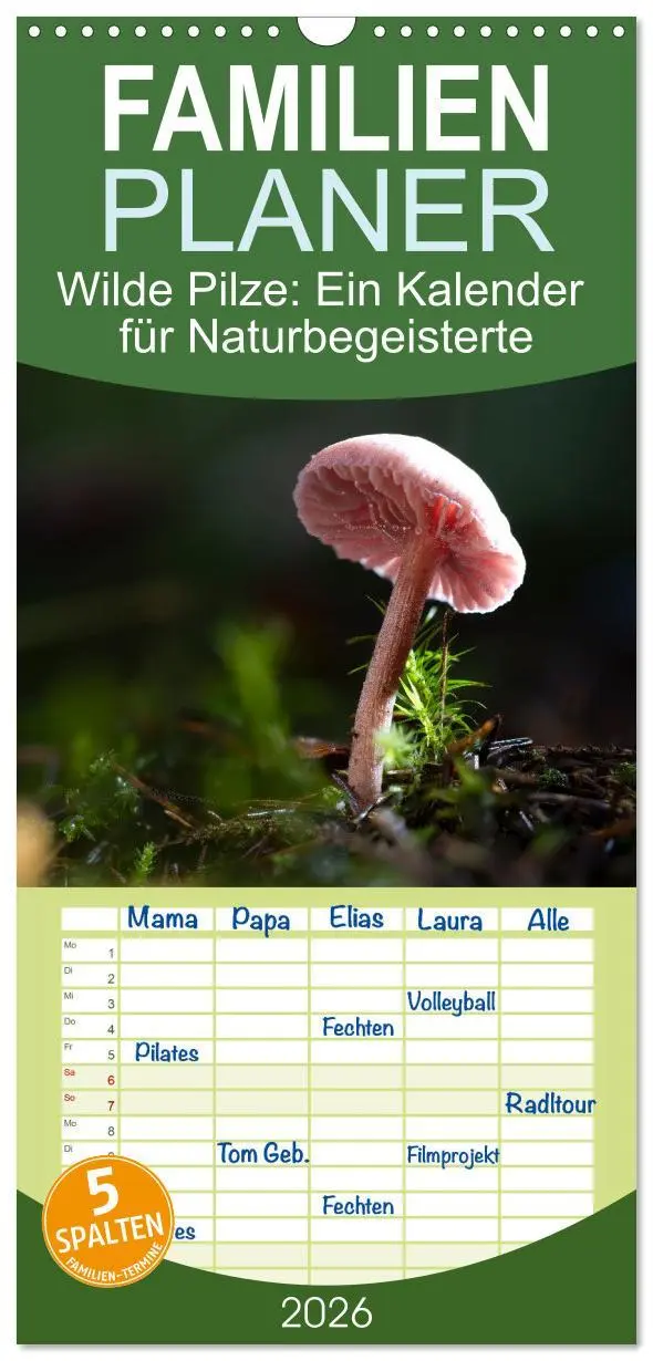 Cover: 9783516605297 | Familienplaner 2026 - Wilde Pilze: Ein Kalender für...