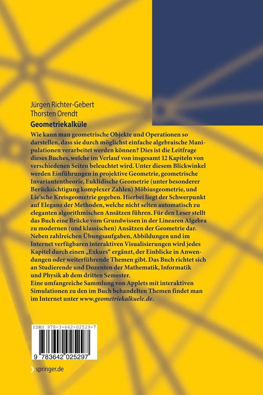 Rückseite: 9783642025297 | Geometriekalküle | Thorsten Orendt (u. a.) | Taschenbuch | xi | 2009