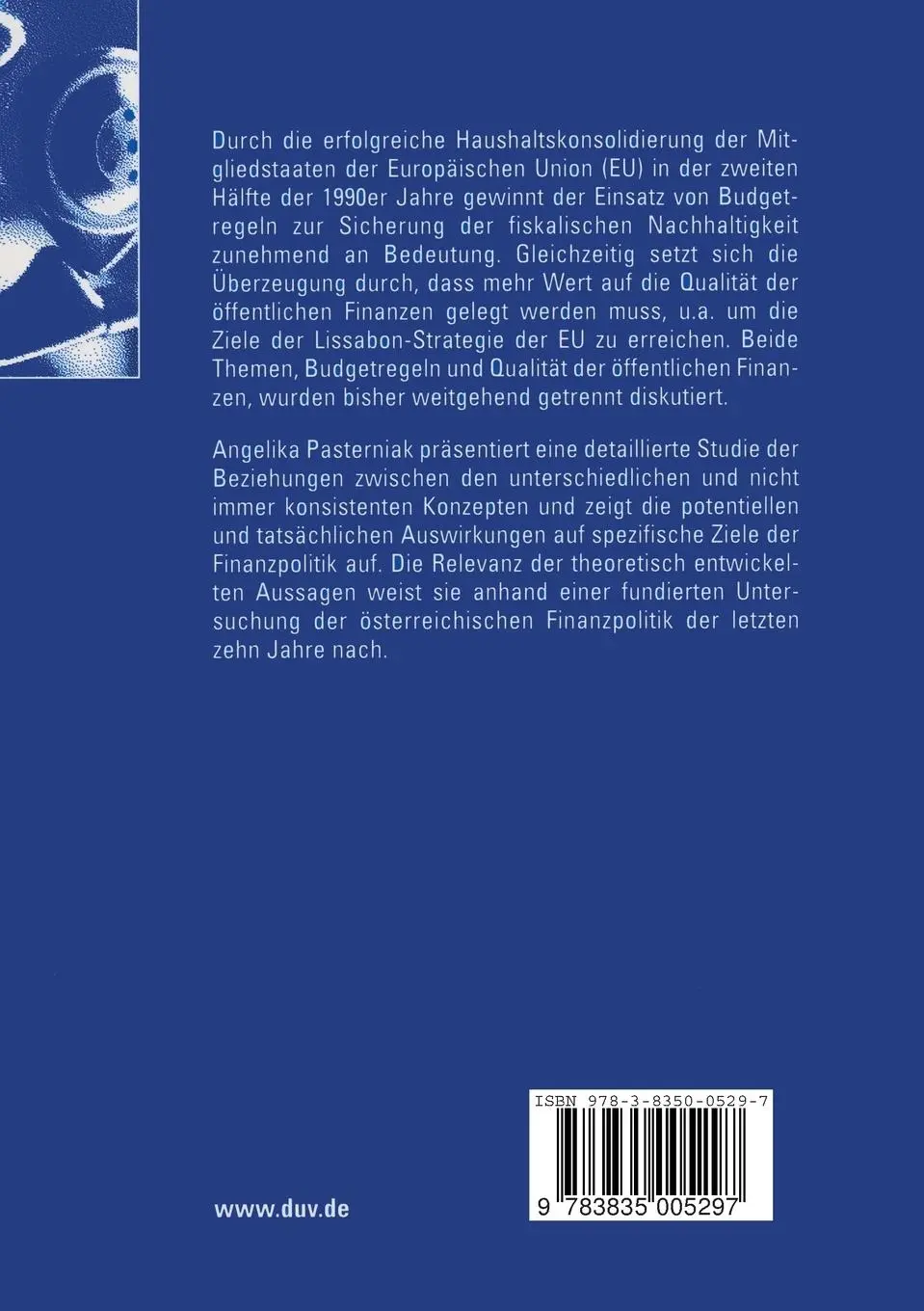 Rückseite: 9783835005297 | Budgetregeln und die Qualität der öffentlichen Finanzen | Pasterniak
