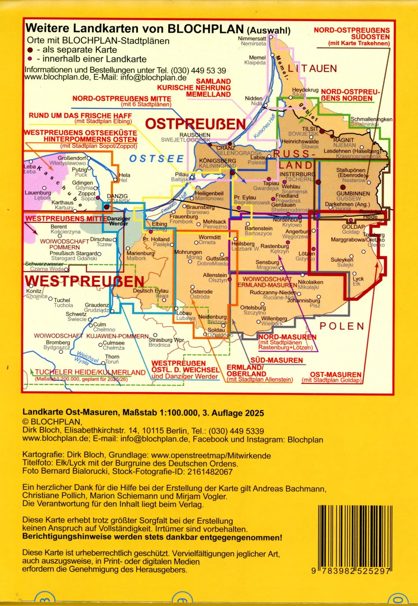 Bild: 9783982525297 | Landkarte Ost-Masuren | Dirk Bloch | (Land-)Karte | 2 S. | Deutsch