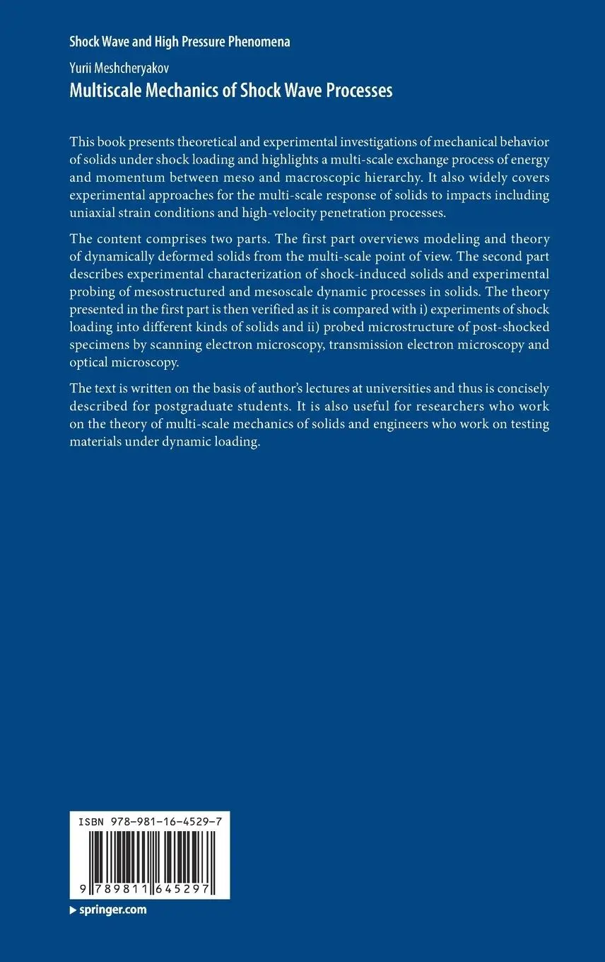 Rückseite: 9789811645297 | Multiscale Mechanics of Shock Wave Processes | Yurii Meshcheryakov