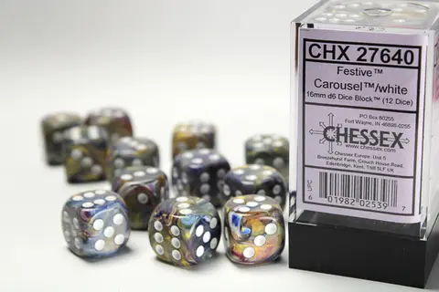 Cover: 601982025397 | Festive® 16mm d6 Carousel™/white Dice Block™ (12 dice) | deutsch