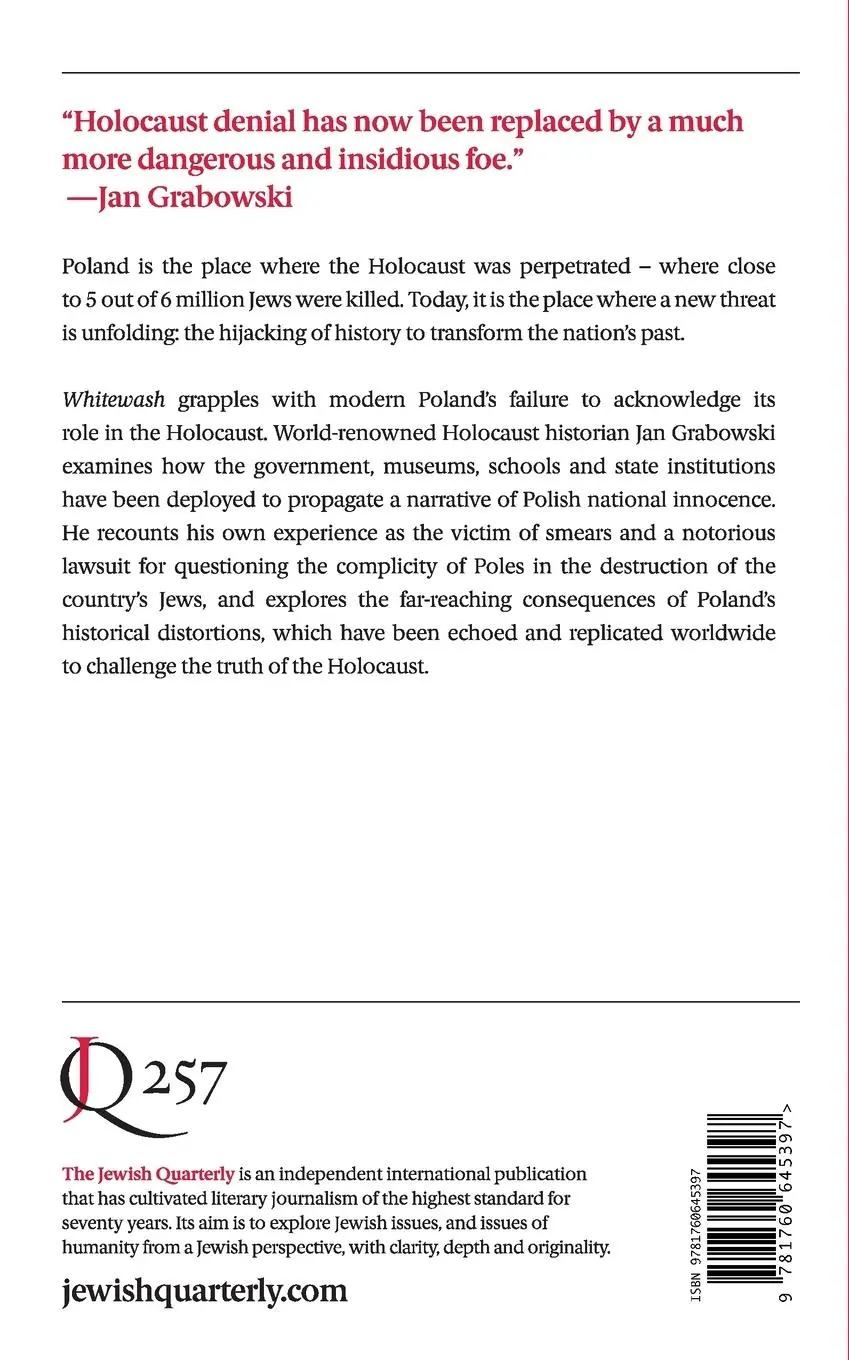 Rückseite: 9781760645397 | Whitewash | Poland and the Jews: Jewish Quarterly 257 | Jan Grabowski