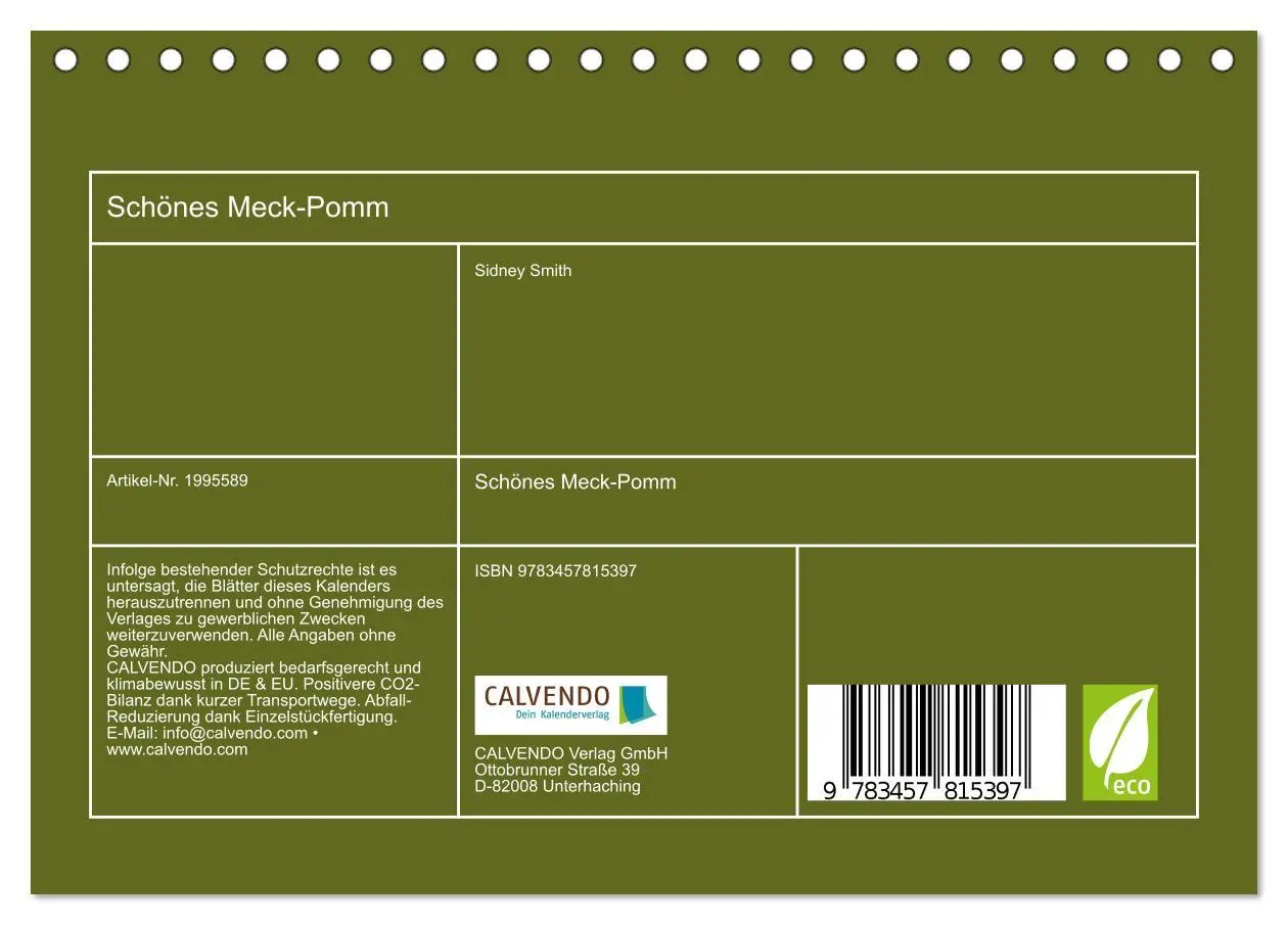 Bild: 9783457815397 | Schönes Meck-Pomm (Tischkalender 2026 DIN A5 quer), CALVENDO...