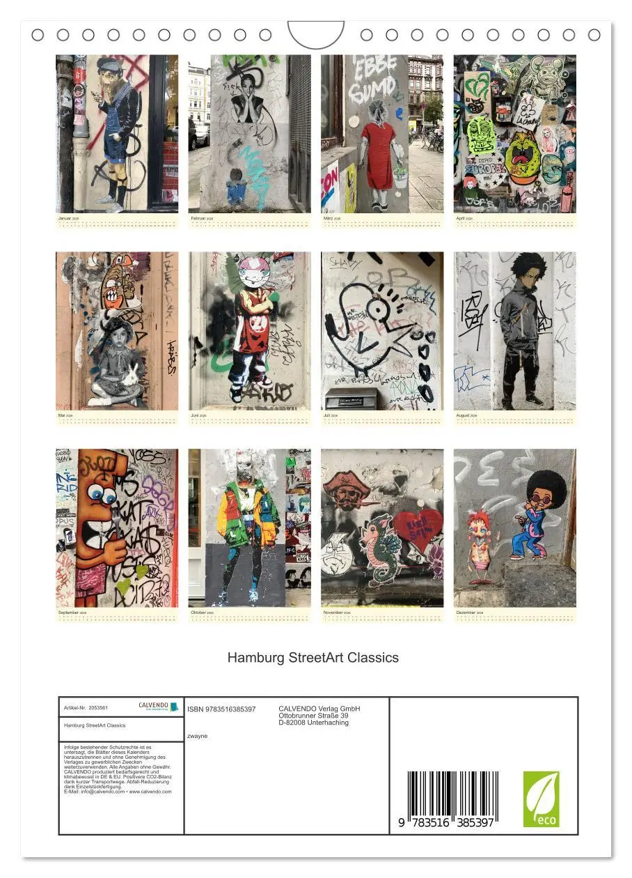 Bild: 9783516385397 | Hamburg StreetArt Classics (Wandkalender 2026 DIN A4 hoch),...