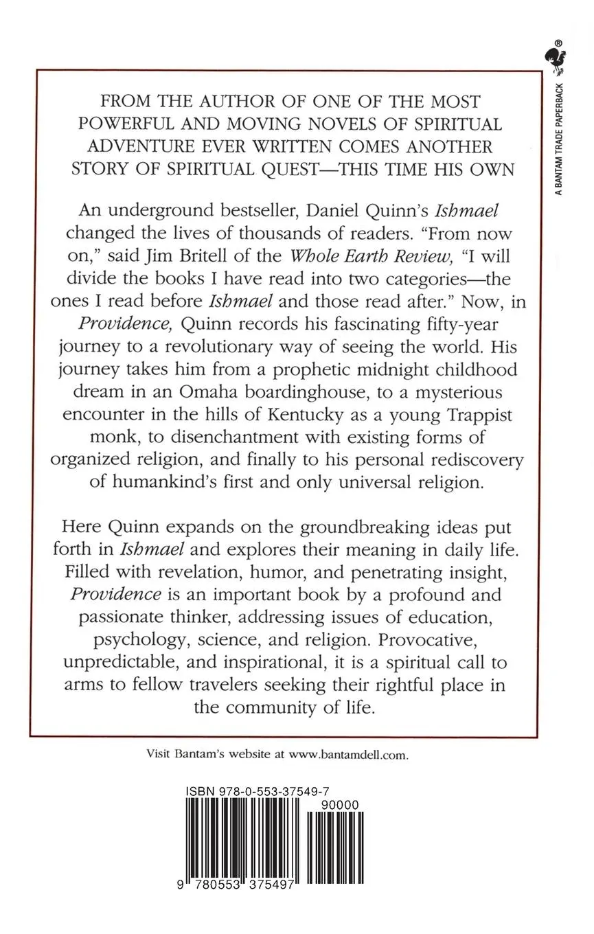 Rückseite: 9780553375497 | Providence | The Story of a Fifty-Year Vision Quest | Daniel Quinn